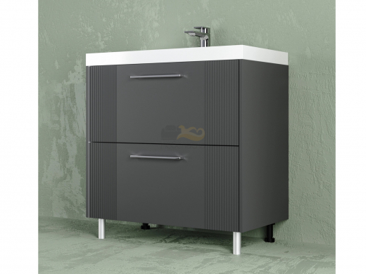 Тумба Альба 80 напольная 2 ящика Слим 80 антрацит