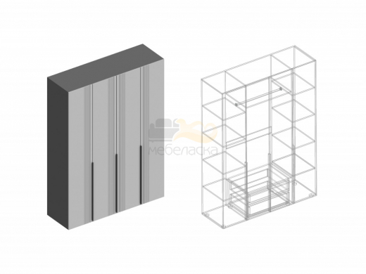Шкаф Вита 4-створки для одежды тёмно серый лофт