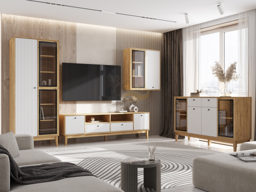 Гостиная Оливия рамка AGT Браш Вайт, Дуб Крафт